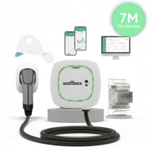 Wallbox Pulsar Plus 22kW + POWER BOOST + Kábeltartó – Fehér – 7m – Type 2
