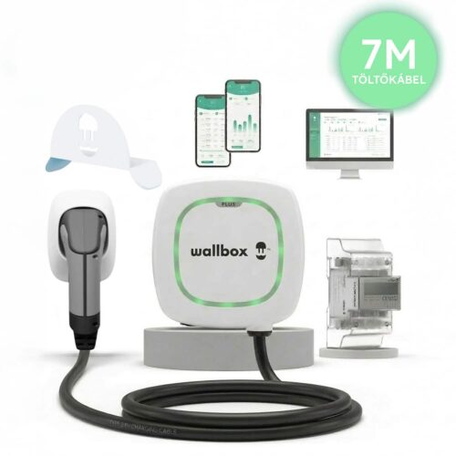 Wallbox Pulsar Plus 22kW + POWER BOOST + Kábeltartó – Fehér – 7m – Type 2