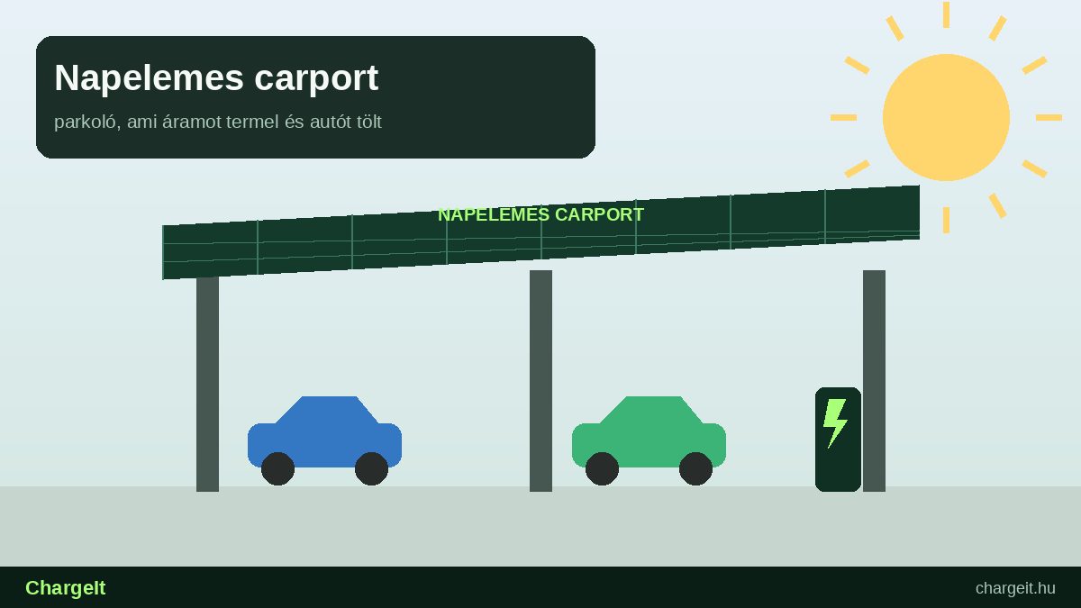 Napelem és EV töltő együtt – napelemes carport elektromos autó töltővel