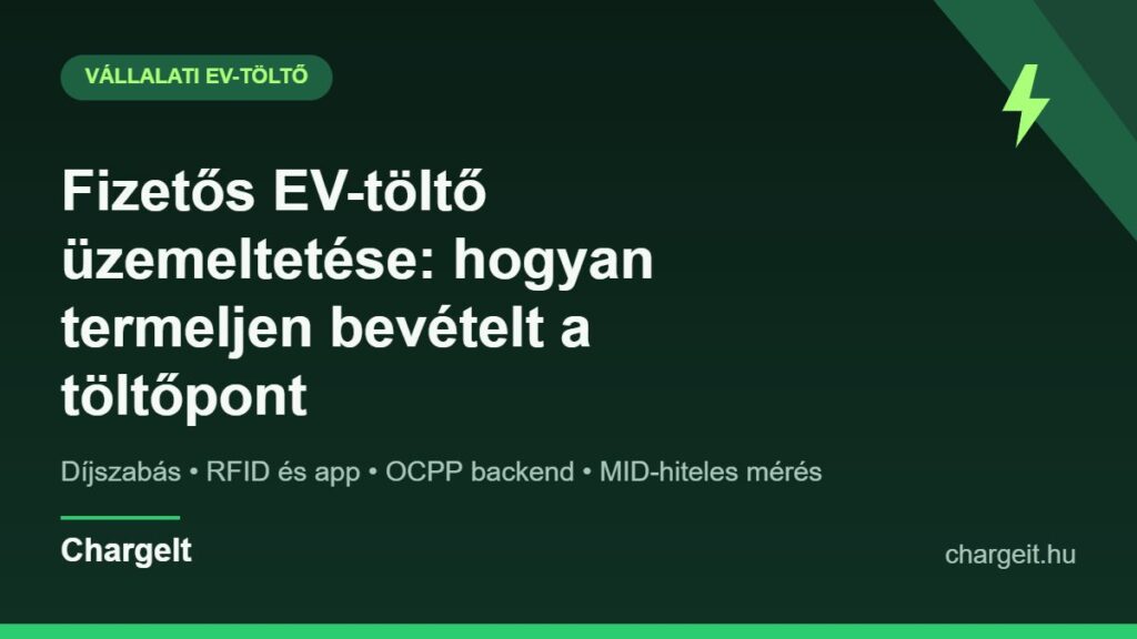 Fizetős EV-töltő üzemeltetése és bevételtermelés – ChargeIt borítókép